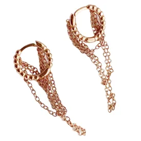 Harper Chain Rose Gold Huggie Earrings