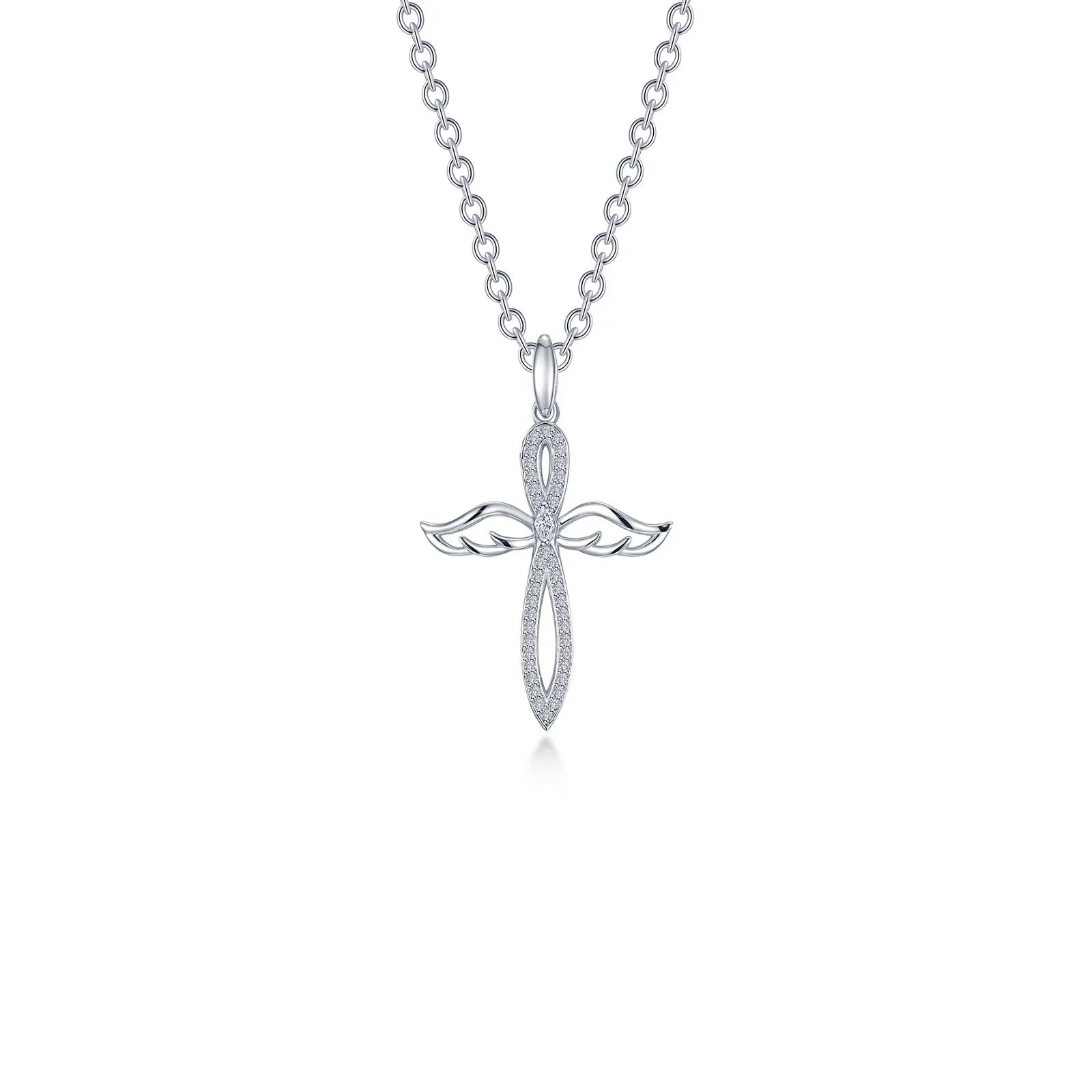 0.74 CTW Angel Wings Cross Necklace