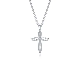 0.74 CTW Angel Wings Cross Necklace