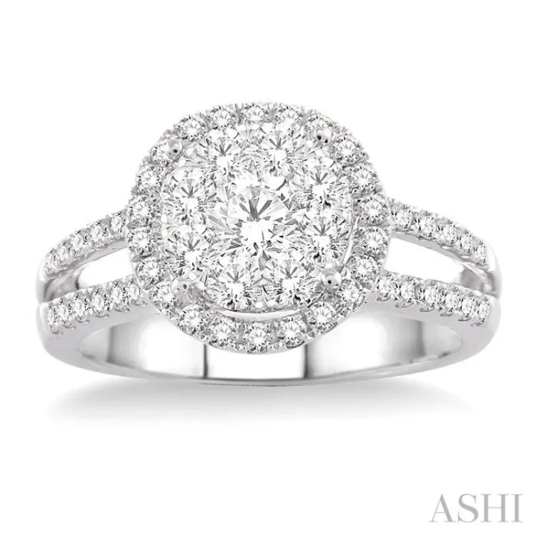 1 Ctw Lovebright Round Cut Diamond Engagement Ring in 14K White Gold