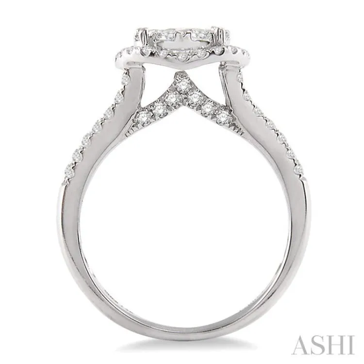 1 Ctw Lovebright Round Cut Diamond Engagement Ring in 14K White Gold