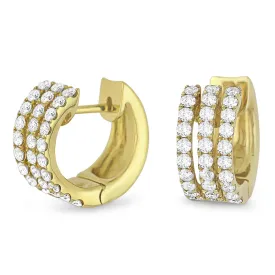 14k Gold 0.90 Ct Diamond Huggie Earring, Available in White, Rose and Yellow Gold