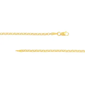 14K Hollow Gold 2.5mm Rolo Chain Necklace with Lobster Lock