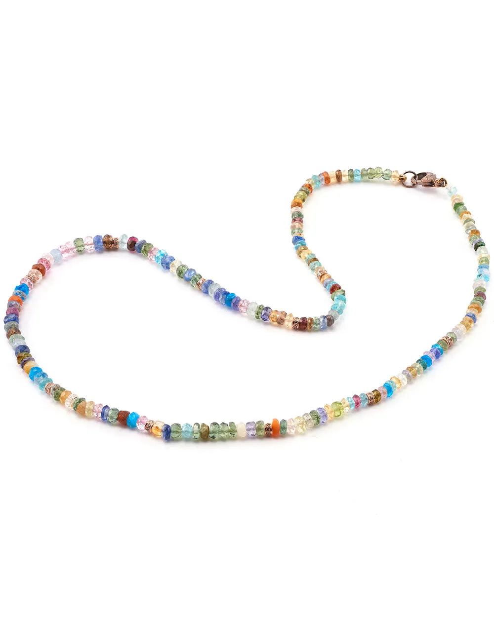 14k Rose Gold Rainbow Beaded Necklace