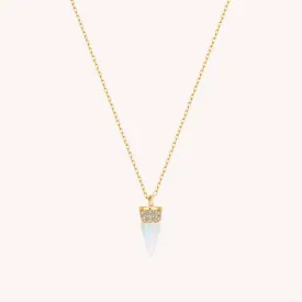 14K Solid Gold Opal Bullet Diamond Necklace