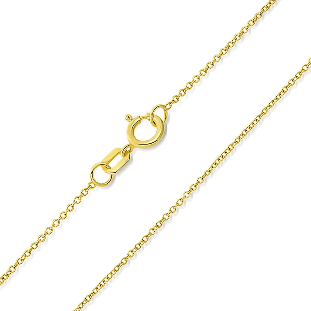 14k Solid Yellow Gold Lightning Bolt Pendant with Rolo Cable, Cuban Curb, or Figaro Chain Necklace