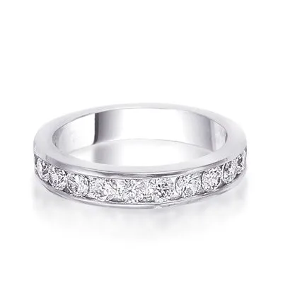 14K White Gold Channel Set Diamond Band