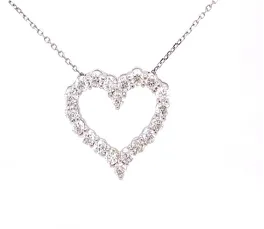 14K White Gold Diamond Heart Pendant