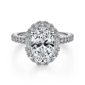 14K White Gold 'Hamilton' Halo Oval Diamond Engagement Ring