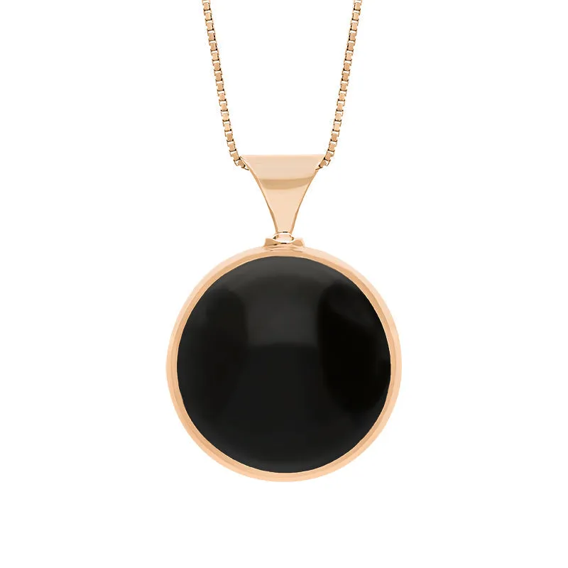 18ct Rose Gold Blue John Whitby Jet Queens Jubilee Hallmark Double Sided Round Necklace