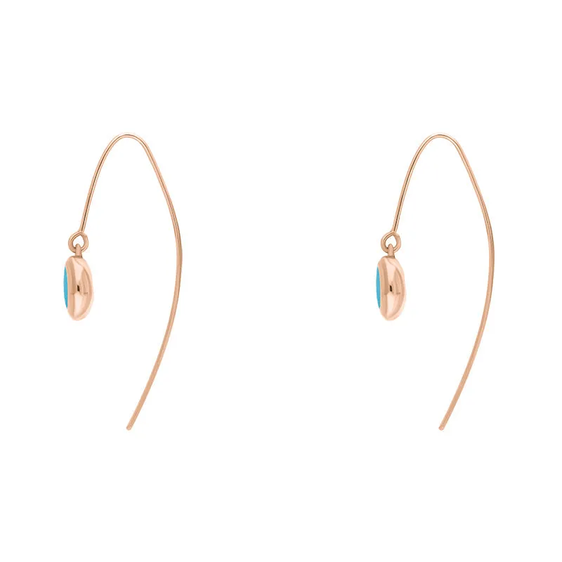 18ct Rose Gold Turquoise Heart Disc Drop Earrings