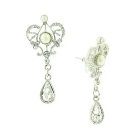 1928 Bridal Crystal And  Faux Pearl Drop Earrings