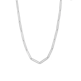 30" Elongated Paperclip Chain Necklace .925 Sterling Silver