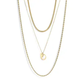 45 pc Cutout Heart 18K Gold PVD Layered Necklace Set / BND0033