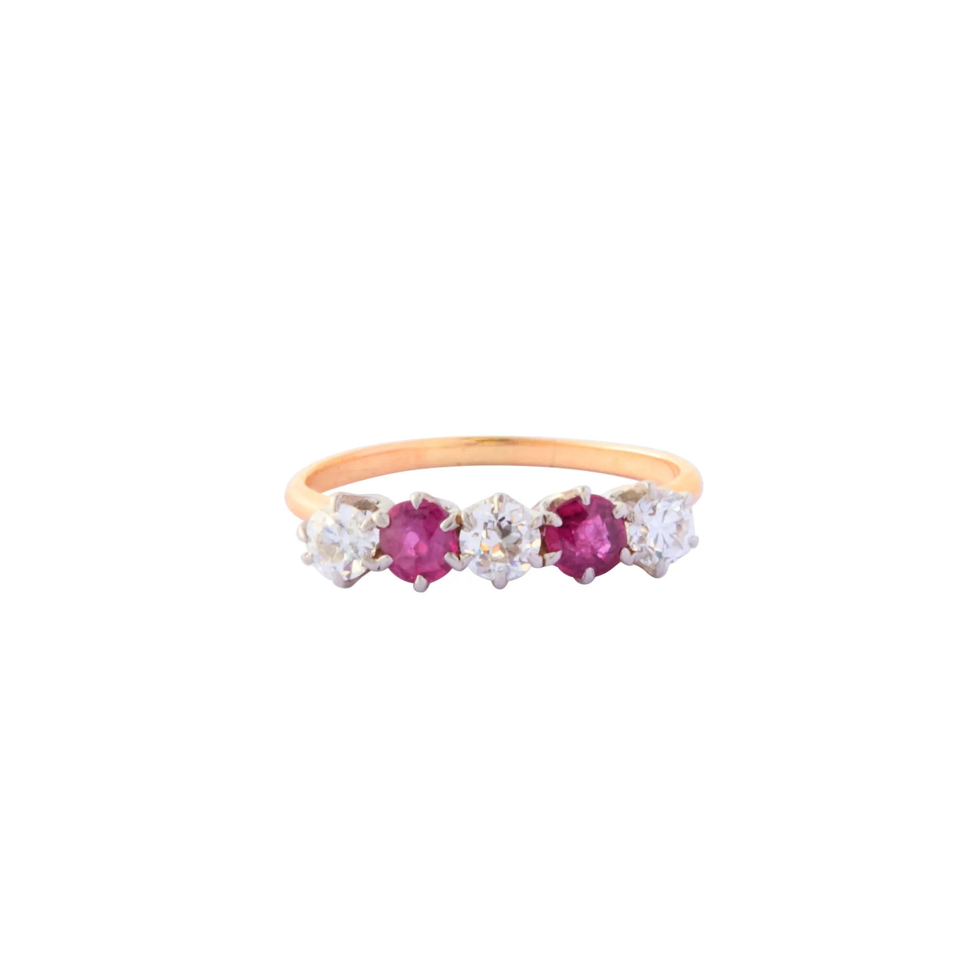 5 Stone Ring - Diamond and Ruby