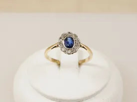 9ct Gold Platinum Sapphire & Diamond ‘Diana’ Ring