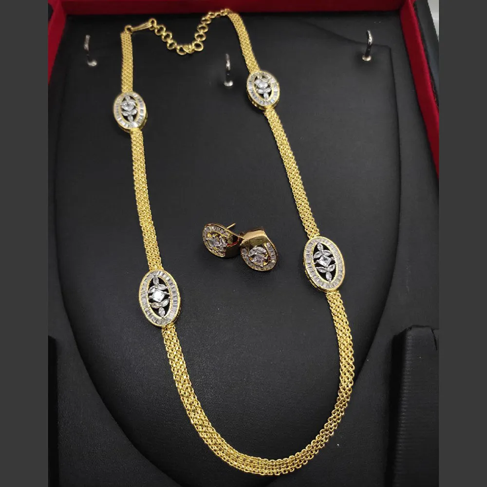 Aamrapali Gold Plated AD Necklace Set