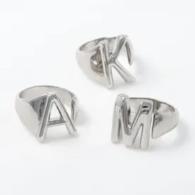 Alphabet Ring In Silver-Tone