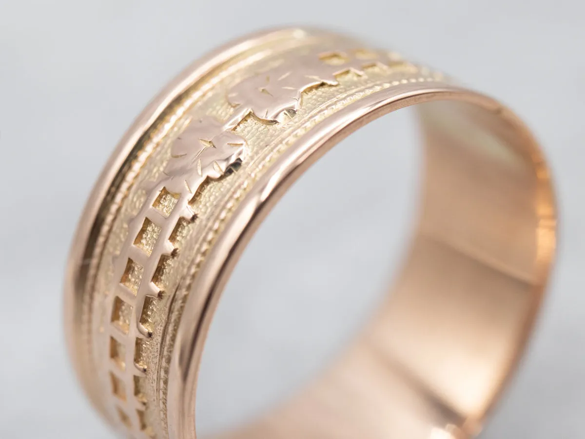 Antique Rose Gold Patterned Cigar Band