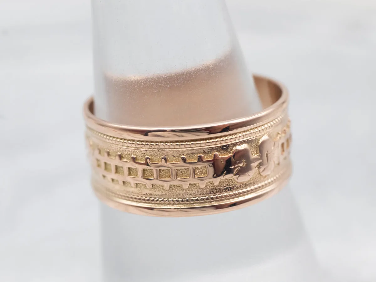 Antique Rose Gold Patterned Cigar Band