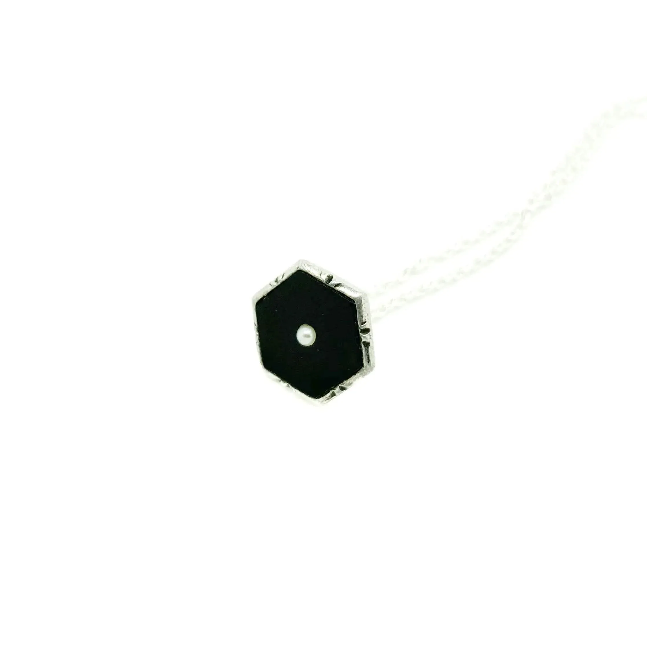 Art Deco 1920s Black Enamel Charm Necklace