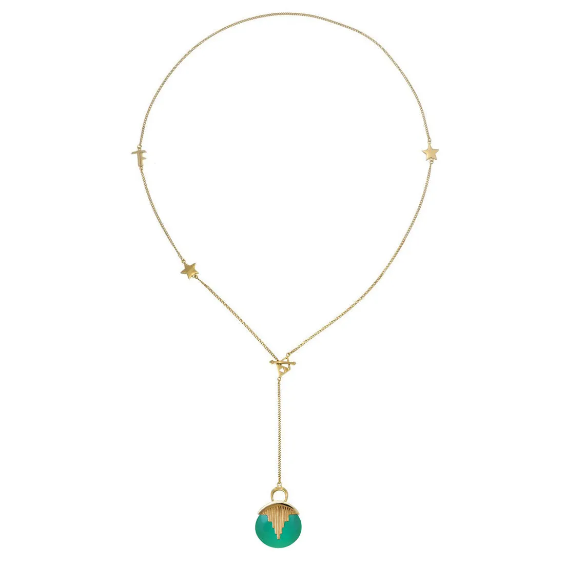 AURORA PENDULUM NECKLACE GREEN ONYX - GOLD