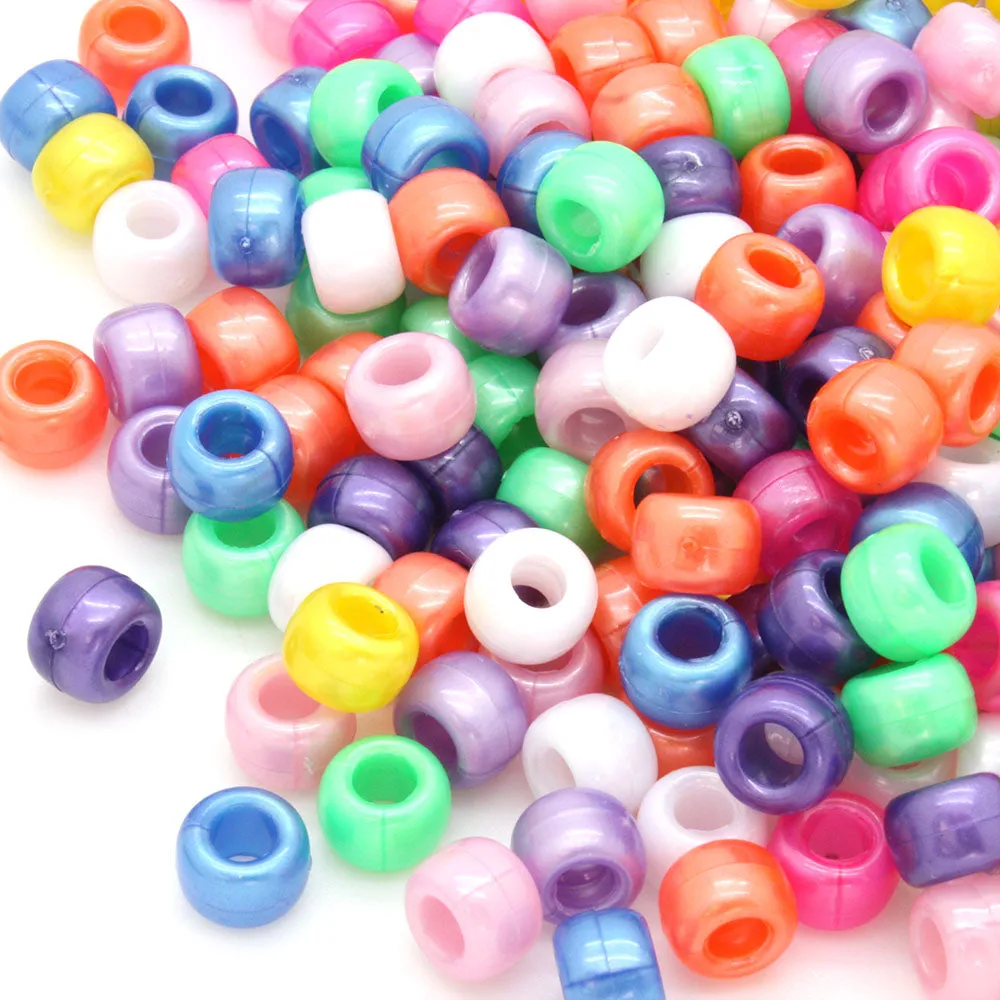 Bath Pearl Mix Plastic Barrel Pony 6x8mm-Pack of 500