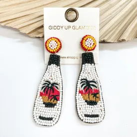 Beaded Caribbean Bottle Earrings in White