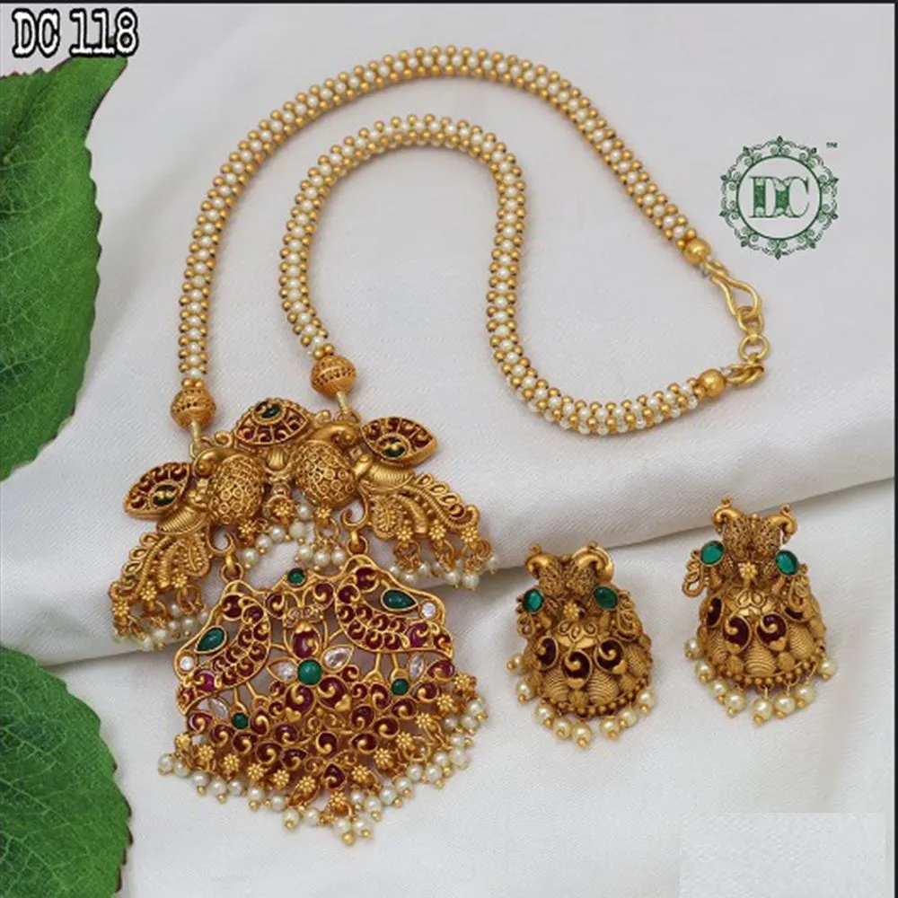 Bhavi Jewels Gold Plated Pota Stone Necklace Set