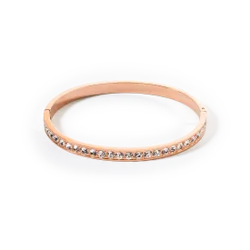 Bracelet stainless steel & crystals rose gold crystal (size 17 cm)