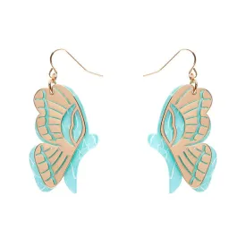 Butterfly Textured Resin Drop Earrings - Mint