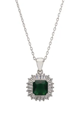 Camilla Pendant Necklace Silver Emerald