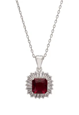 Camilla Pendant Necklace Silver Ruby