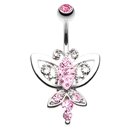 Candy Pink Butterfly Navel Ring