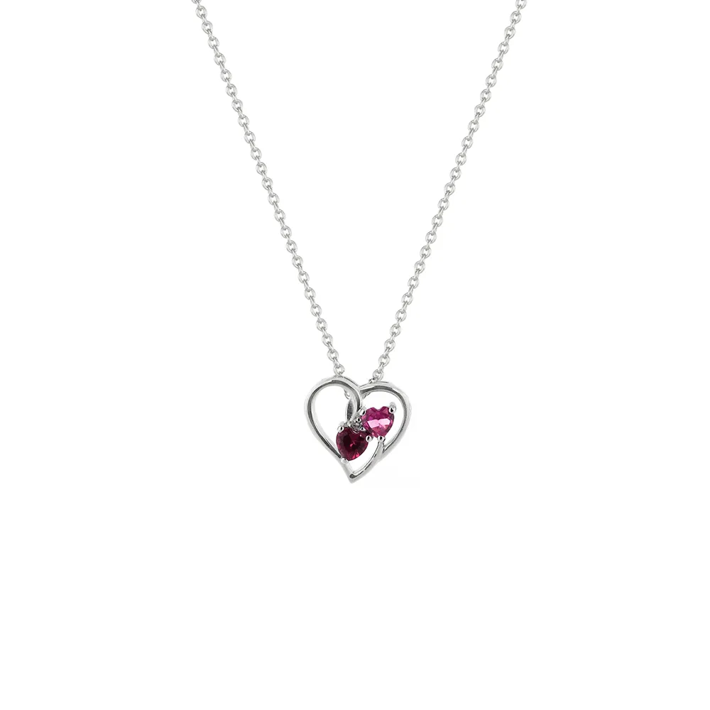 Created Ruby and Created Pink Sapphire Heart Pendant