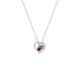 Created Ruby and Created Pink Sapphire Heart Pendant