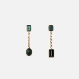 Curb Chain Earrings, Tourmaline