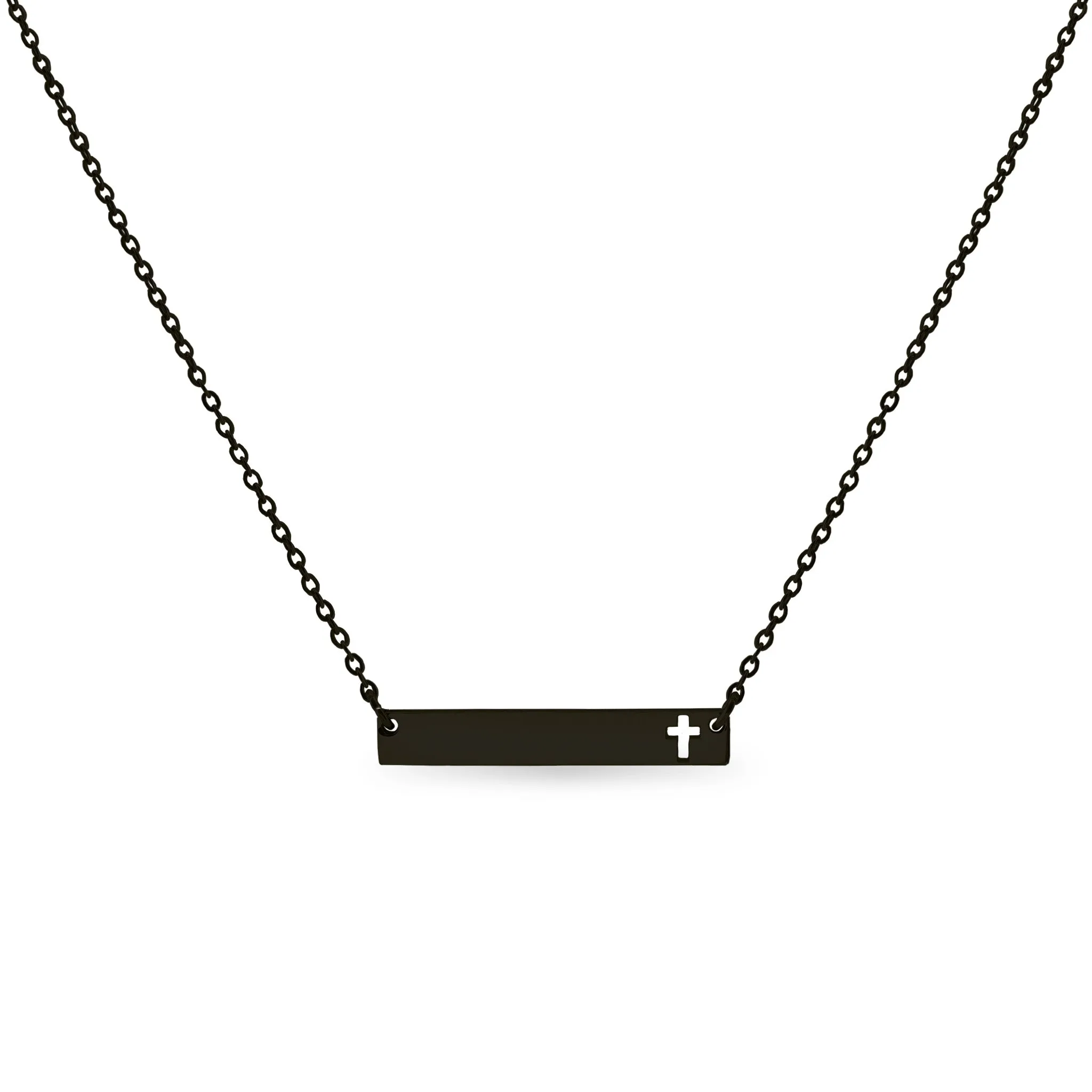 Cutout Cross Bar Stainless Steel Necklace / SBB00106