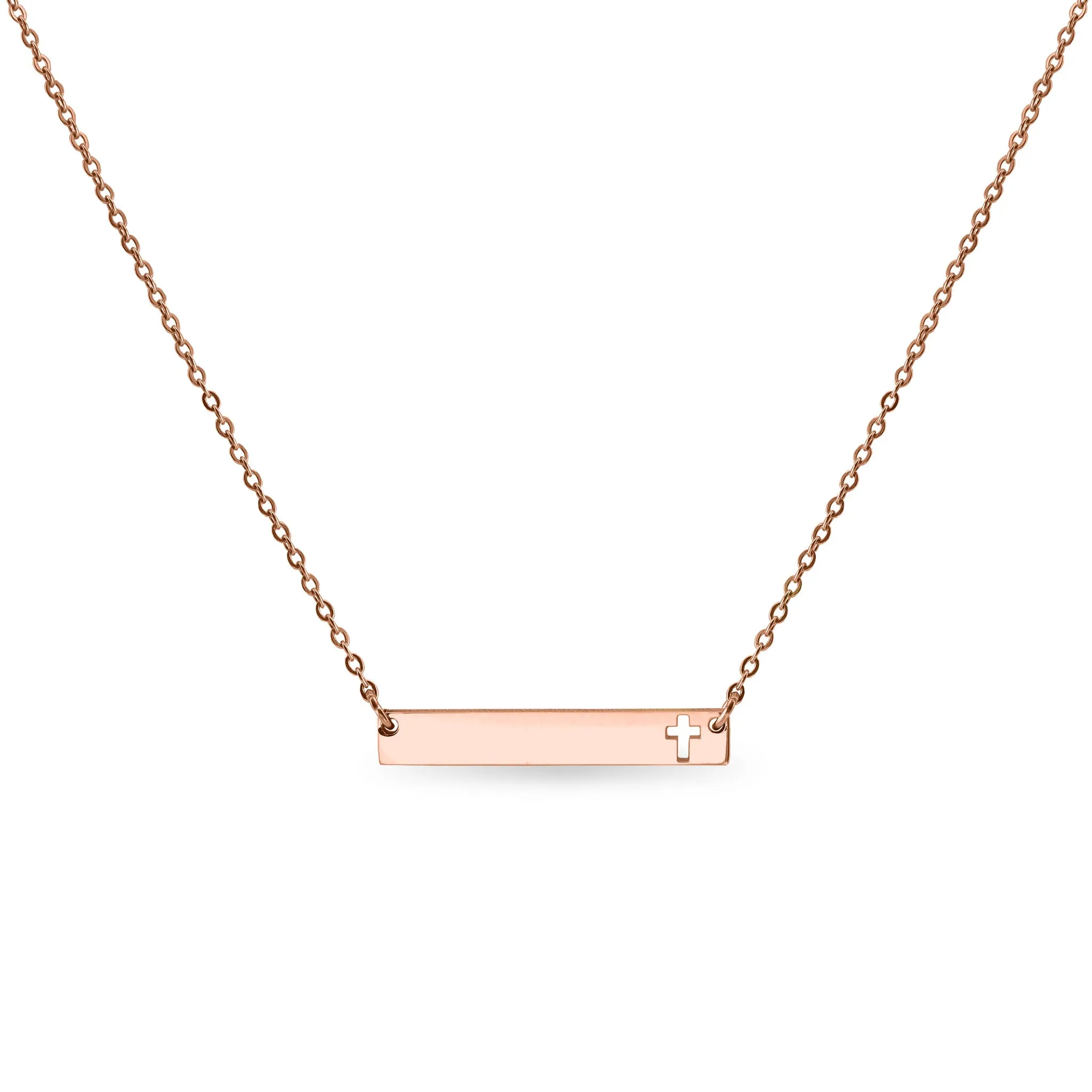 Cutout Cross Bar Stainless Steel Necklace / SBB00106