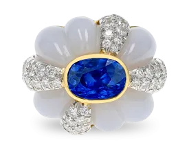 David Webb Sapphire and Diamond Ring