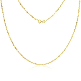 Flat Marine Chain Necklace in 14K Gold