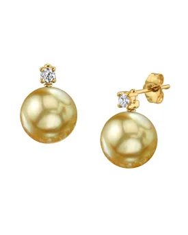 Golden South Sea Pearl & Diamond Glimmer Earrings