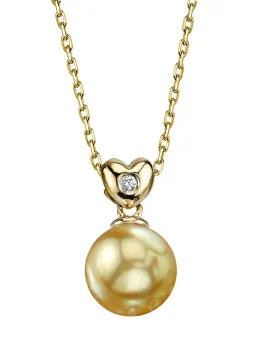 Golden South Sea Pearl & Diamond Sweetheart Pendant