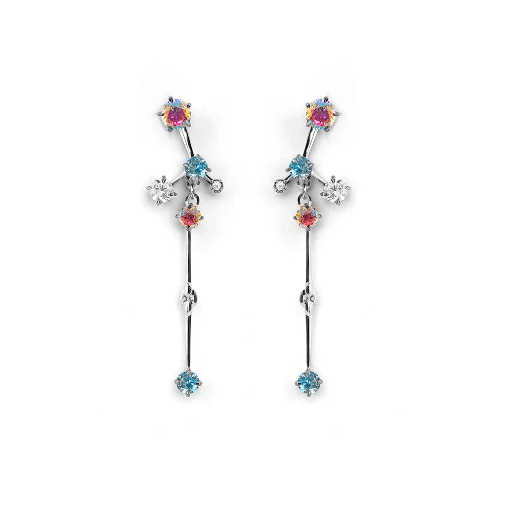 Grand Gems (L) Earrings  [Unicorn/Light blue/White gems]