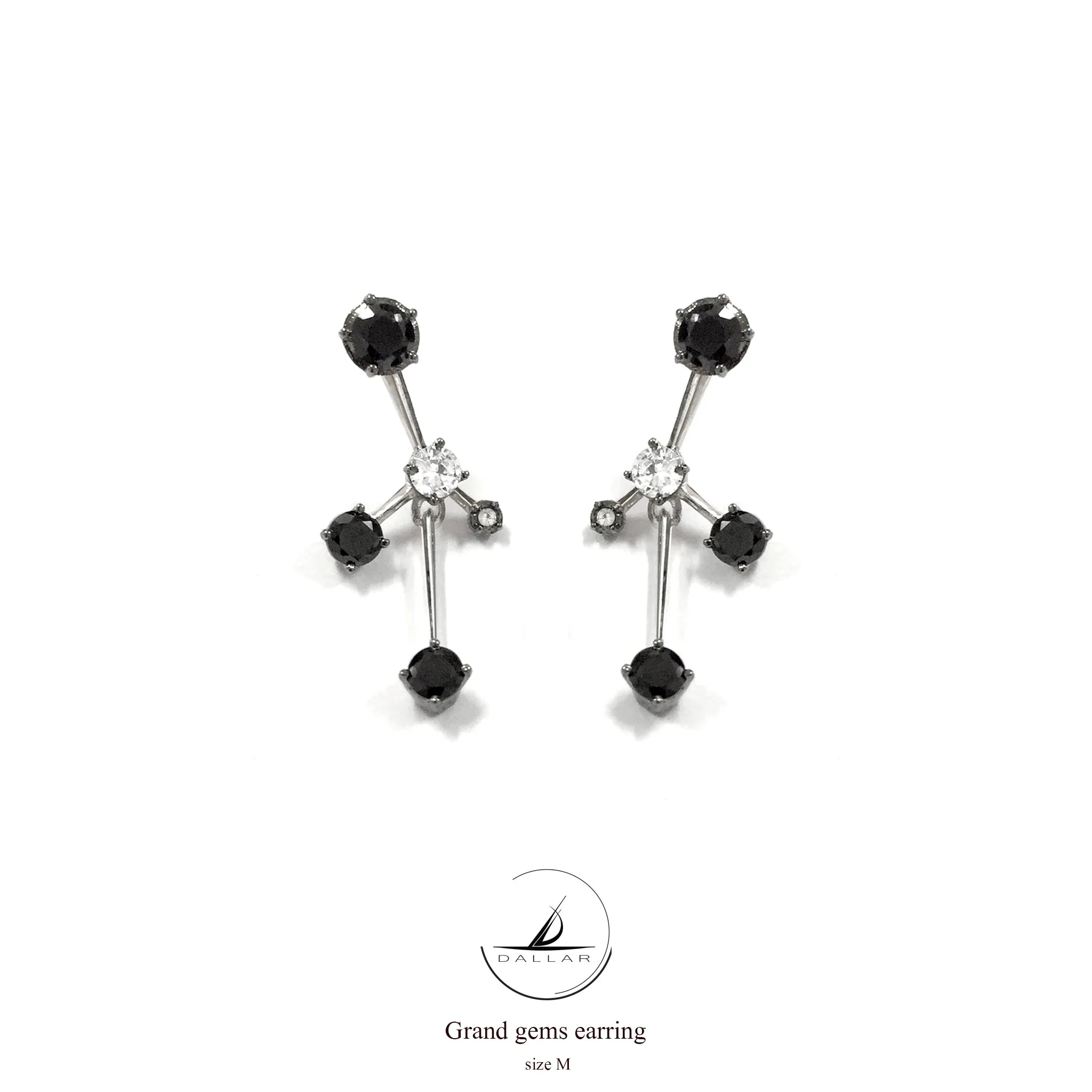 Grand Gems (M) Earrings [Black gems]