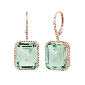 GREEN AMETHYST & DIAMOND PORTRAIT EARRINGS