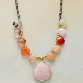 'Gudha' Onyx & Rose Quartz Pendant Necklace