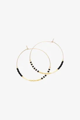 Japanese Seed Bead Hoops | Bone & Black