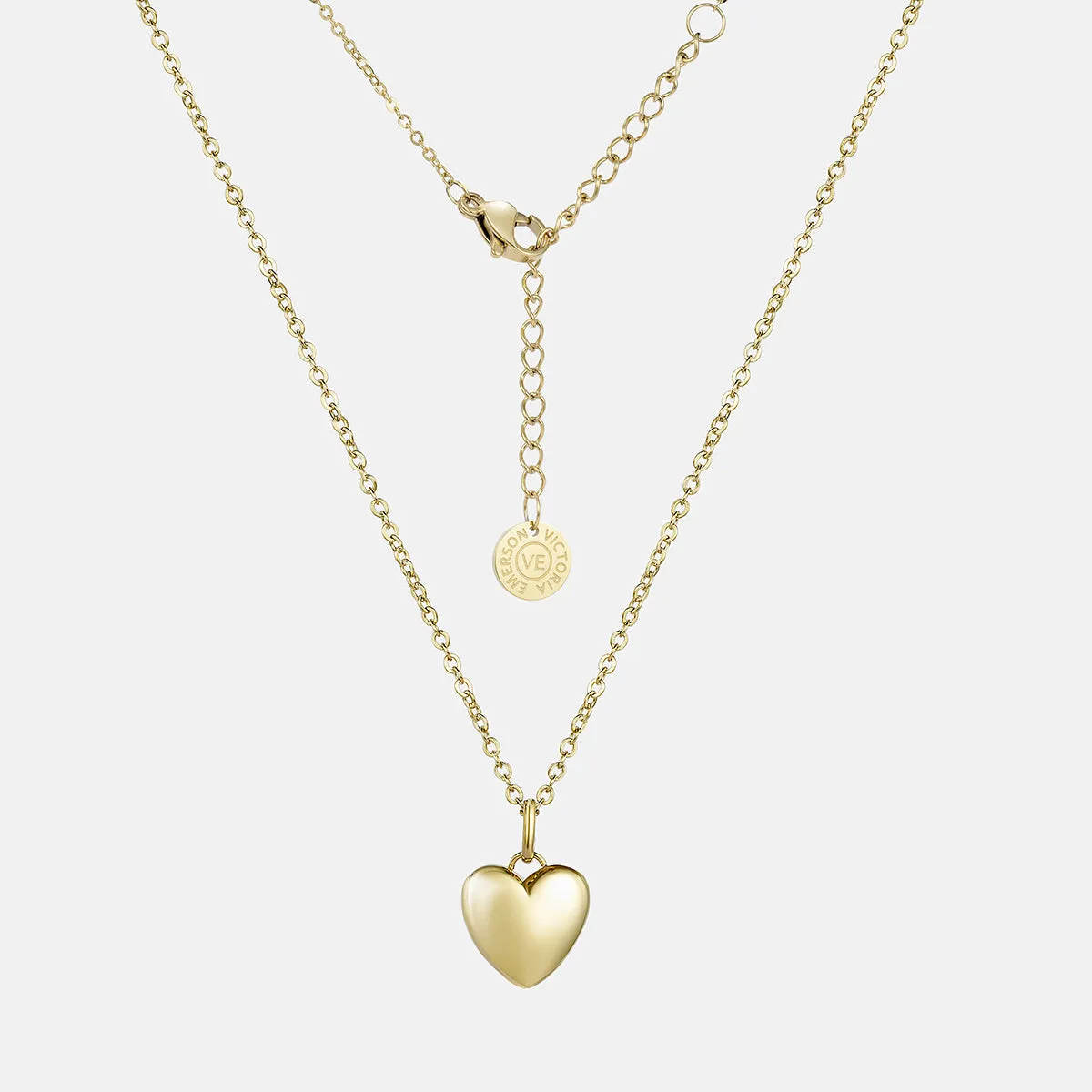 Love Pendant Staple Chain Necklace Set - Mom & Mini