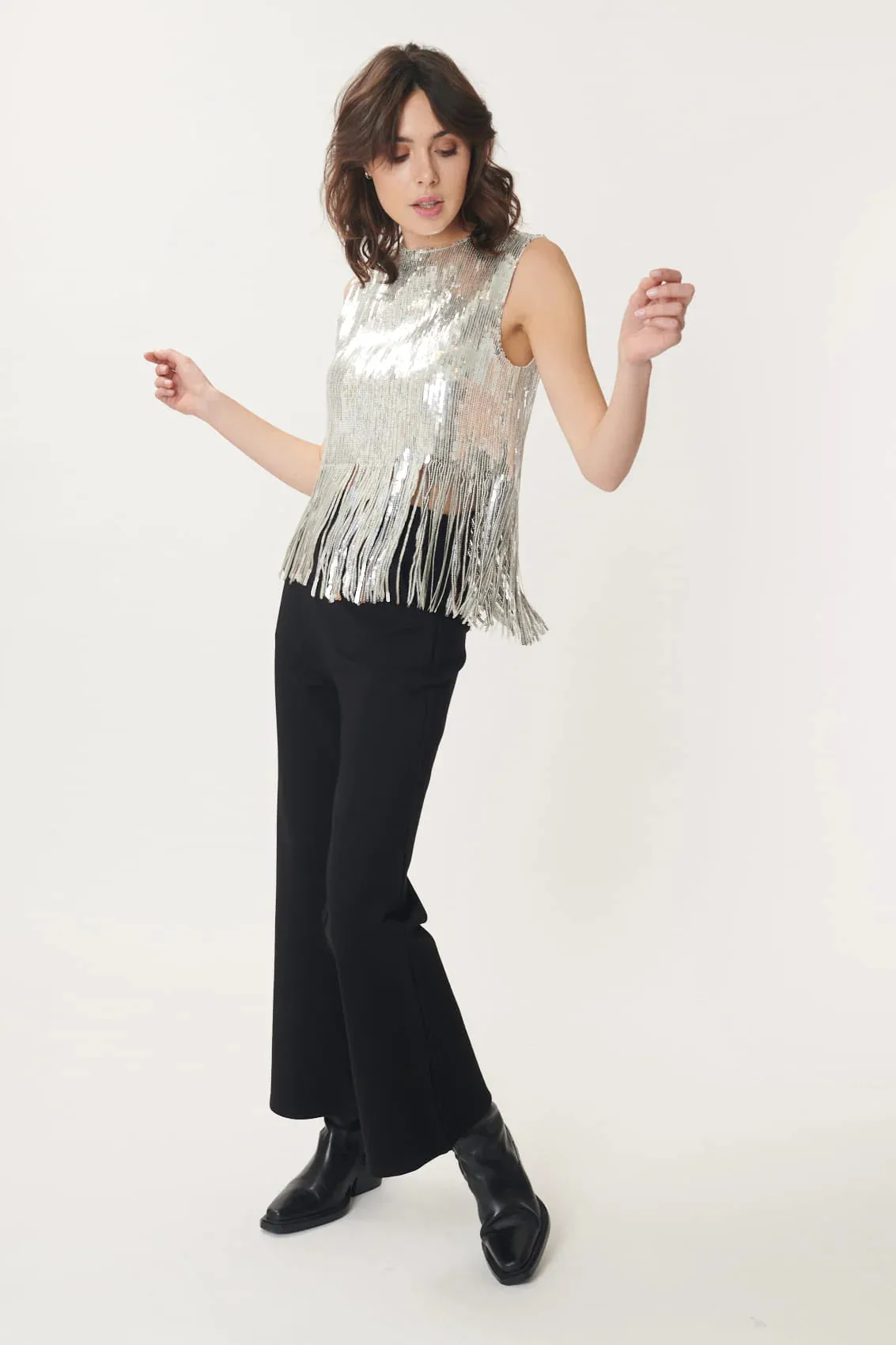 Magdalena sequin Top - Black